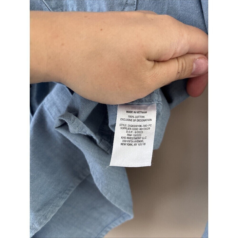 GAP Kids Boys Size M 8 Blue Oxford Long Sleeve Button Down 100% Cotton Shirt - Picture 2 of 7